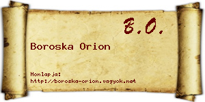 Boroska Orion névjegykártya